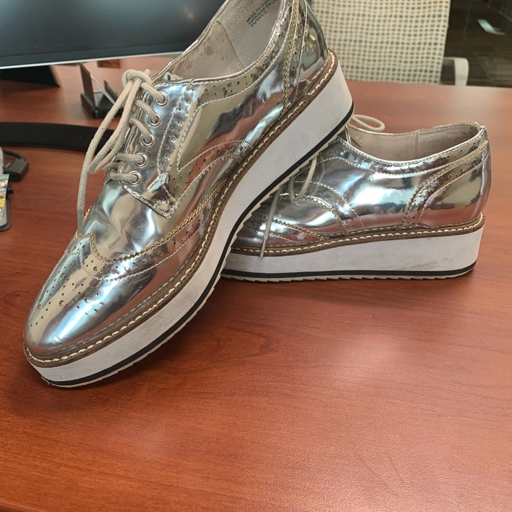 Silver platform sneakers